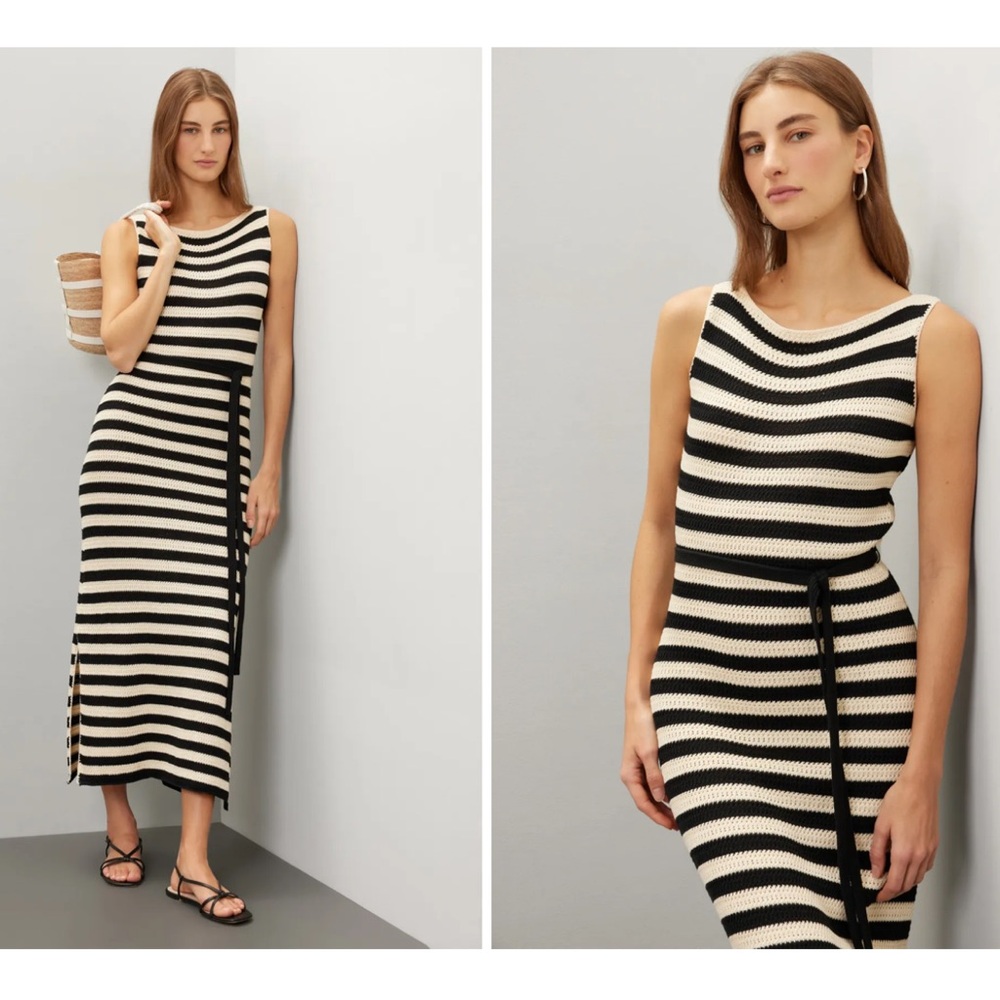 Jason Wu Black and Cream Striped Maxi Dress